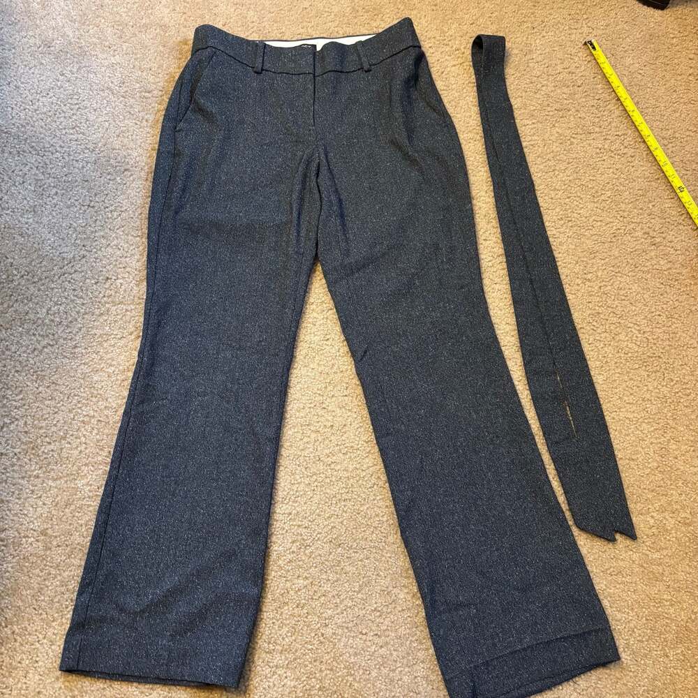 LOFT Petites Julie Trouser Grey Speckled Pants with Belt Size 4P